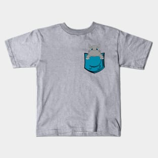 Pocket hippo with surfinghippos written on bottom Kids T-Shirt